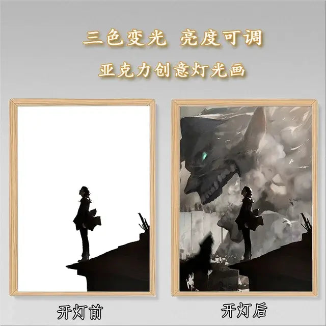 Cartoon Anime Attack On Titan Bedside Picture Frame Lamp